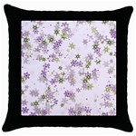 Purple Wildflower Print Throw Pillow Case (Black) Front