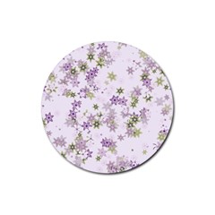 Purple Wildflower Print Rubber Round Coaster (4 Pack)  by SpinnyChairDesigns