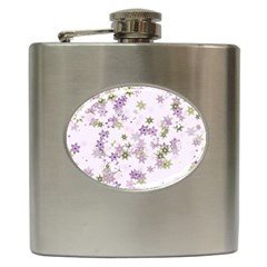 Purple Wildflower Print Hip Flask (6 Oz) by SpinnyChairDesigns