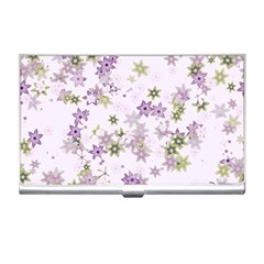 Purple Wildflower Print Business Card Holder by SpinnyChairDesigns