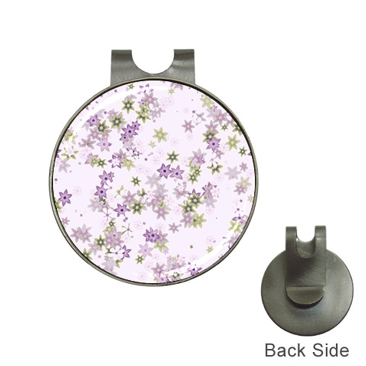 Purple Wildflower Print Hat Clips with Golf Markers