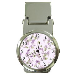 Purple Wildflower Print Money Clip Watches by SpinnyChairDesigns