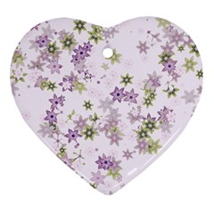 Purple Wildflower Print Heart Ornament (two Sides) by SpinnyChairDesigns