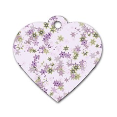 Purple Wildflower Print Dog Tag Heart (one Side) by SpinnyChairDesigns