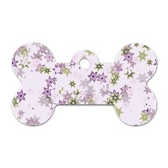 Purple Wildflower Print Dog Tag Bone (one Side) by SpinnyChairDesigns