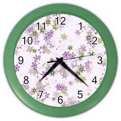 Purple Wildflower Print Color Wall Clock by SpinnyChairDesigns