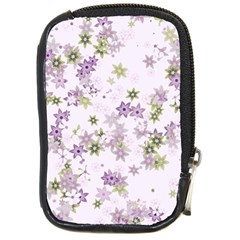 Purple Wildflower Print Compact Camera Leather Case by SpinnyChairDesigns