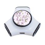 Purple Wildflower Print 3-Port USB Hub Front