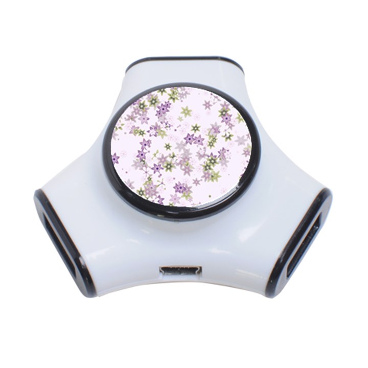 Purple Wildflower Print 3-Port USB Hub