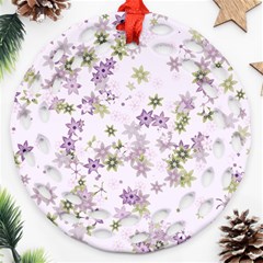 Purple Wildflower Print Round Filigree Ornament (two Sides) by SpinnyChairDesigns