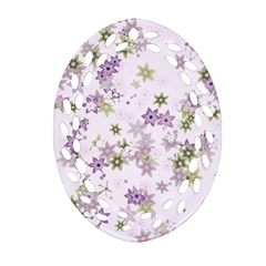 Purple Wildflower Print Ornament (oval Filigree) by SpinnyChairDesigns