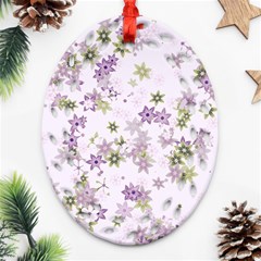 Purple Wildflower Print Oval Filigree Ornament (two Sides) by SpinnyChairDesigns