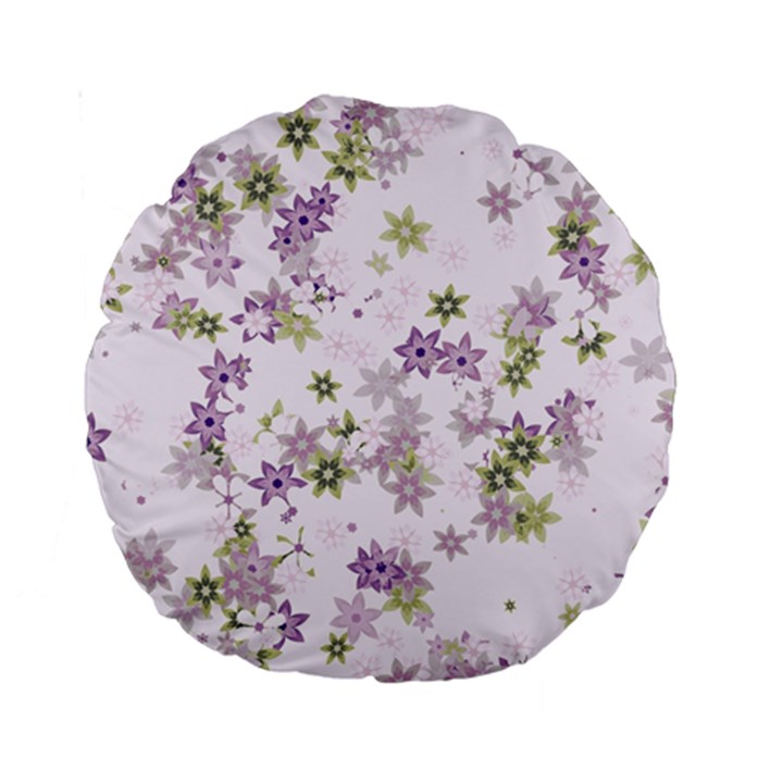 Purple Wildflower Print Standard 15  Premium Round Cushions