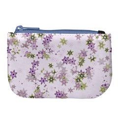 Purple Wildflower Print Large Coin Purse by SpinnyChairDesigns