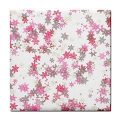 Pink Wildflower Print Tile Coaster by SpinnyChairDesigns