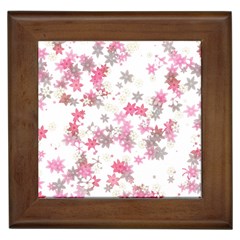 Pink Wildflower Print Framed Tile by SpinnyChairDesigns