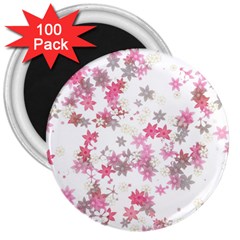 Pink Wildflower Print 3  Magnets (100 Pack) by SpinnyChairDesigns