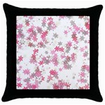 Pink Wildflower Print Throw Pillow Case (Black) Front