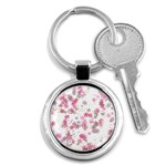 Pink Wildflower Print Key Chain (Round) Front