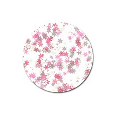 Pink Wildflower Print Magnet 3  (round) by SpinnyChairDesigns