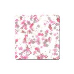 Pink Wildflower Print Square Magnet Front