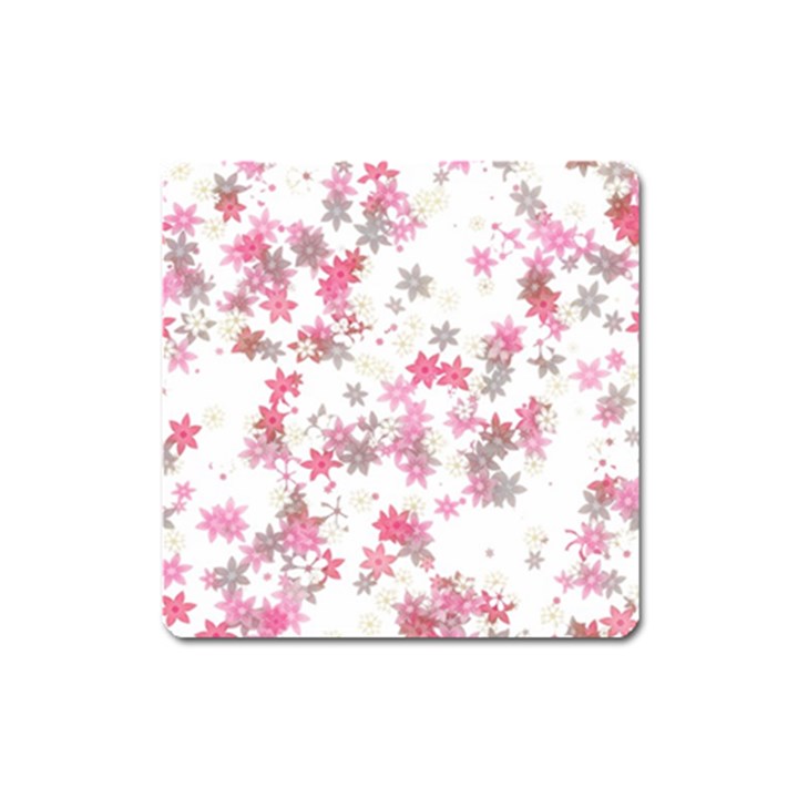 Pink Wildflower Print Square Magnet