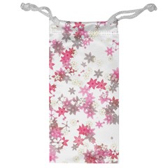 Pink Wildflower Print Jewelry Bag by SpinnyChairDesigns