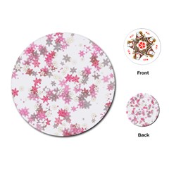 Pink Wildflower Print Playing Cards Single Design (round) by SpinnyChairDesigns