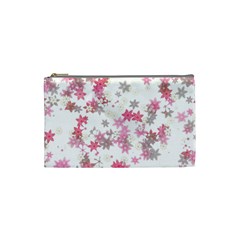 Pink Wildflower Print Cosmetic Bag (small) by SpinnyChairDesigns