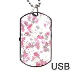 Pink Wildflower Print Dog Tag Usb Flash (one Side) by SpinnyChairDesigns