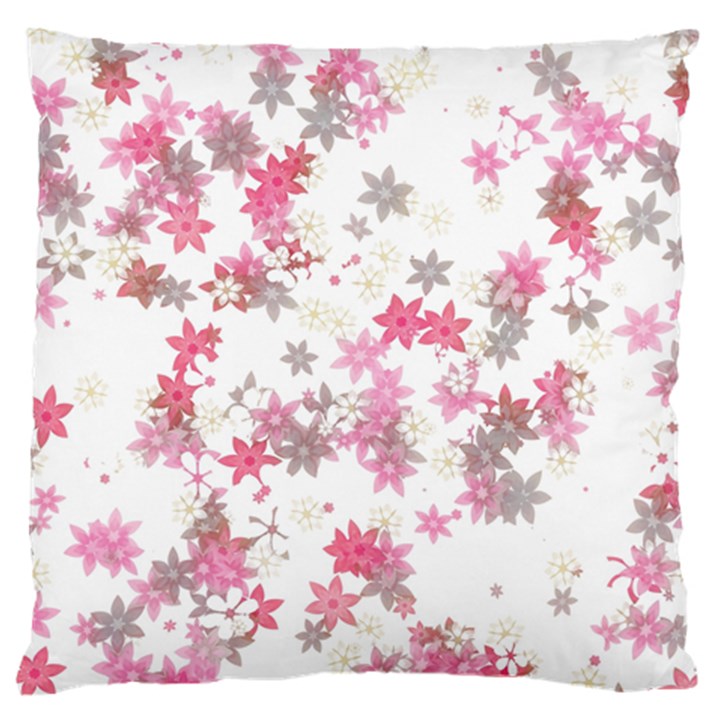 Pink Wildflower Print Large Cushion Case (One Side)