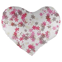 Pink Wildflower Print Large 19  Premium Heart Shape Cushions by SpinnyChairDesigns