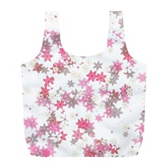 Pink Wildflower Print Full Print Recycle Bag (l) by SpinnyChairDesigns