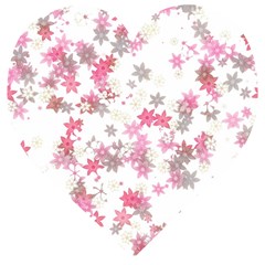 Pink Wildflower Print Wooden Puzzle Heart by SpinnyChairDesigns