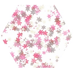 Pink Wildflower Print Wooden Puzzle Hexagon by SpinnyChairDesigns