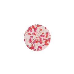 Vermilion And Coral Floral Print 1  Mini Buttons by SpinnyChairDesigns