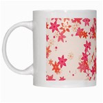 Vermilion and Coral Floral Print White Mugs Left