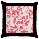 Vermilion and Coral Floral Print Throw Pillow Case (Black) Front