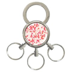 Vermilion And Coral Floral Print 3-ring Key Chain by SpinnyChairDesigns