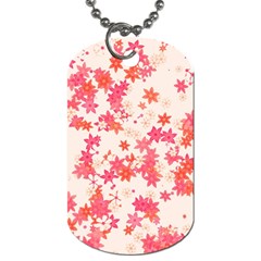 Vermilion And Coral Floral Print Dog Tag (one Side) by SpinnyChairDesigns