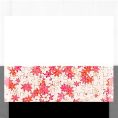 Vermilion And Coral Floral Print Rectangular Jigsaw Puzzl by SpinnyChairDesigns