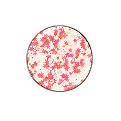 Vermilion And Coral Floral Print Hat Clip Ball Marker (10 Pack) by SpinnyChairDesigns