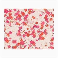 Vermilion And Coral Floral Print Small Glasses Cloth by SpinnyChairDesigns