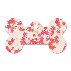 Vermilion And Coral Floral Print Dog Tag Bone (one Side) by SpinnyChairDesigns