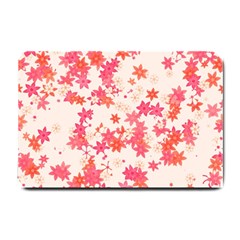 Vermilion And Coral Floral Print Small Doormat  by SpinnyChairDesigns