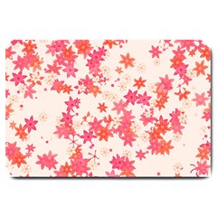 Vermilion And Coral Floral Print Large Doormat  by SpinnyChairDesigns