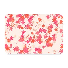 Vermilion And Coral Floral Print Plate Mats by SpinnyChairDesigns