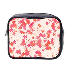 Vermilion And Coral Floral Print Mini Toiletries Bag (two Sides) by SpinnyChairDesigns