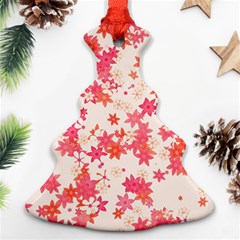 Vermilion And Coral Floral Print Ornament (christmas Tree)  by SpinnyChairDesigns