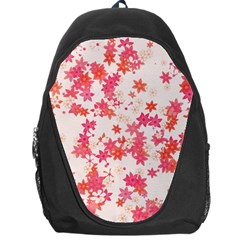 Vermilion And Coral Floral Print Backpack Bag by SpinnyChairDesigns